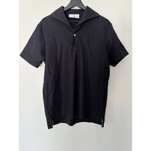 Edward Armah Polo Shirt Mens Large Black 100% Cotton Short Sleeve